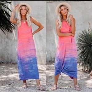 SAM & LAVI Sunset Soiree Frayed Ombre Maxi Dress